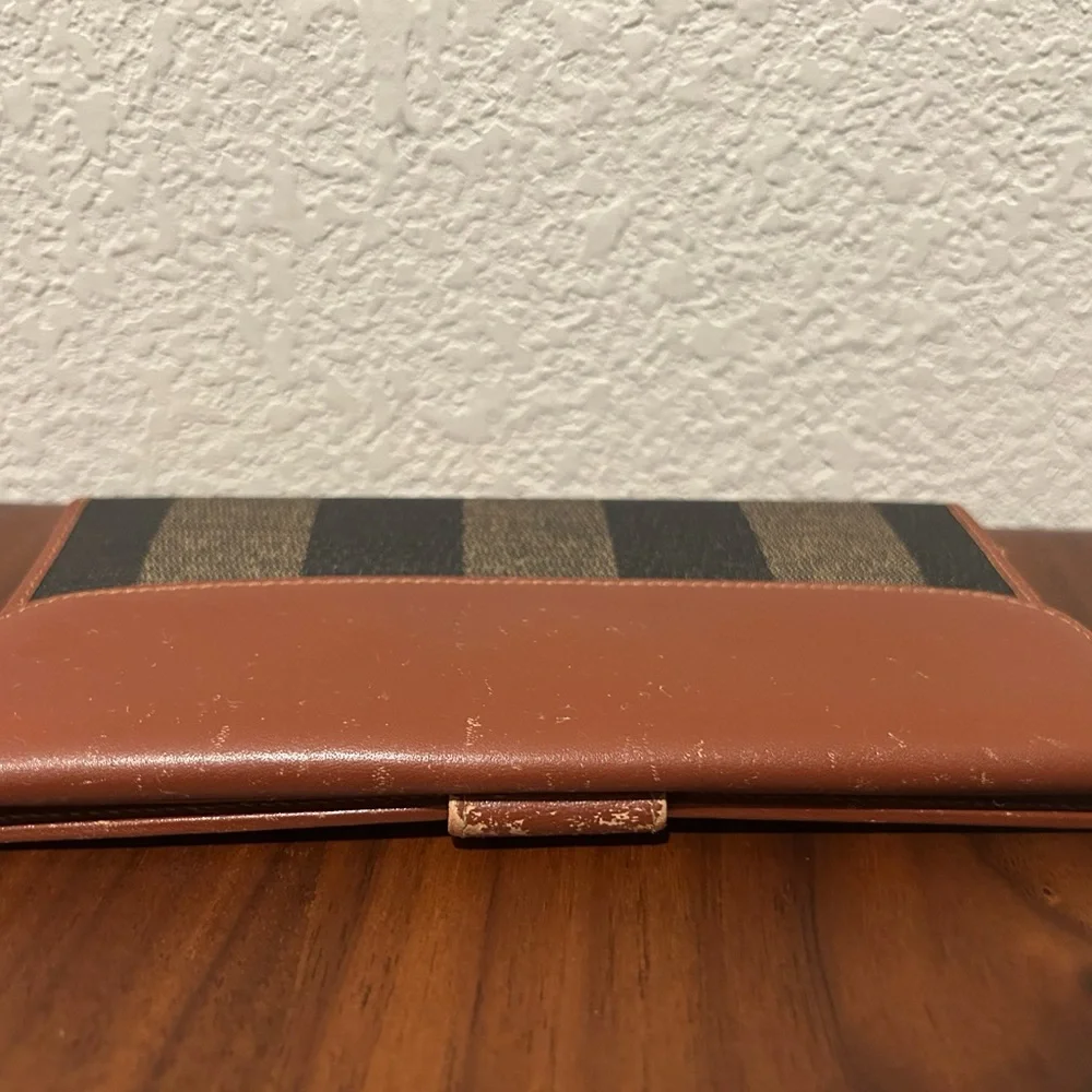 Fendi Brown & Black Pequin Stripe Long Wallet